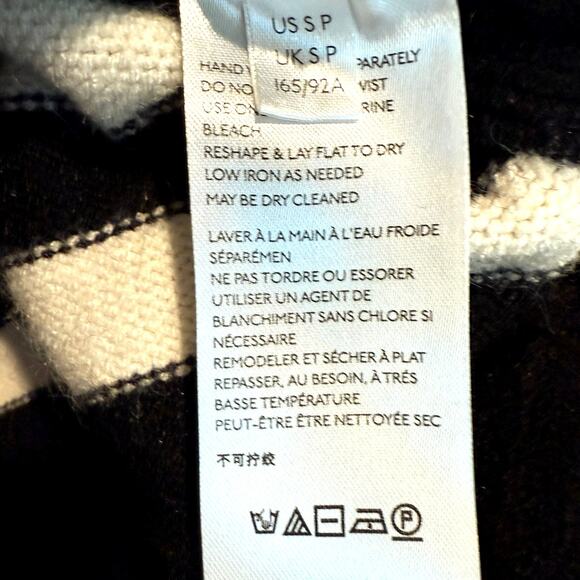 Anthropologie Rebekah Roubded Bottom Tunic Sweater Black White Stripes Sz Small - Picture 5 of 7